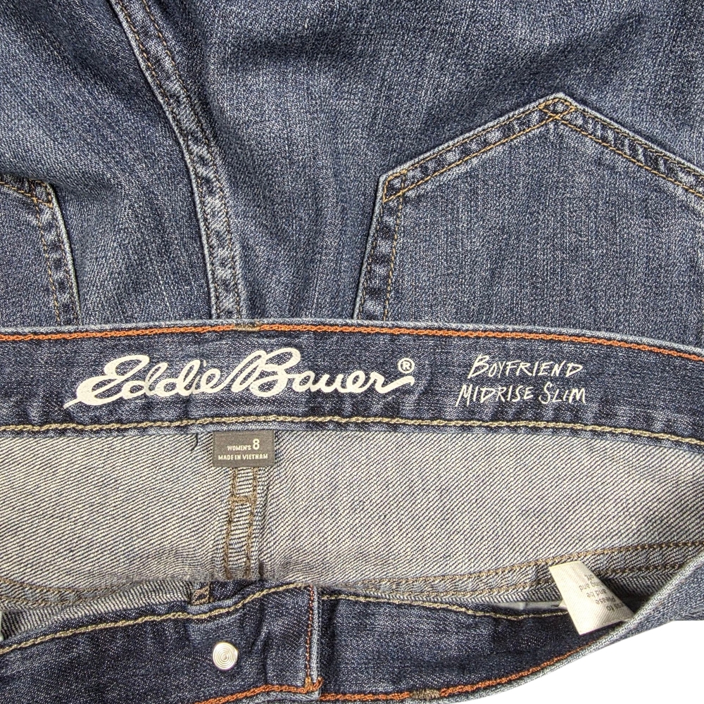 NWOT Eddie Bauer Boyfriend Midrise Slim Blue Denim Jeans - Picture 4 of 9